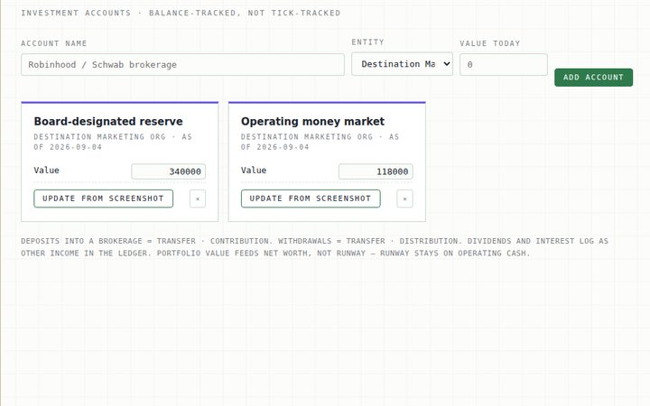 The Portfolio room of the Funance app