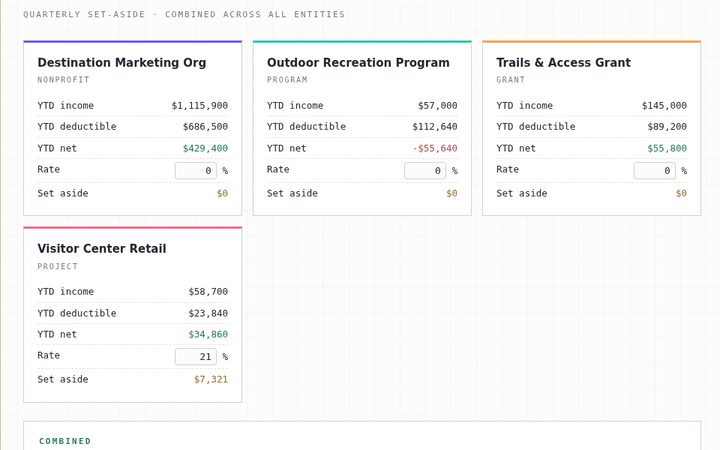 The Tax room of the Funance app